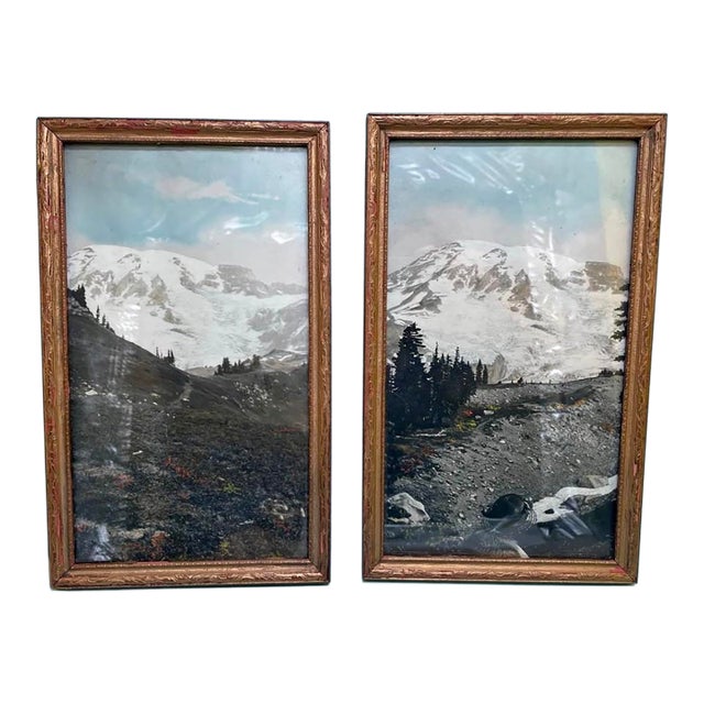 Antique Pair of Mount Rainier Framed Photographs For Sale