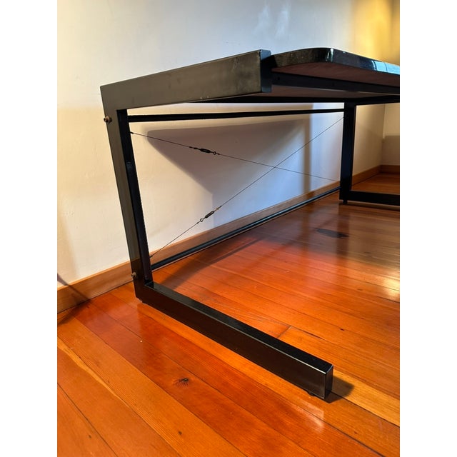 1990s Vintage 1990s Cantilever Desk – Metal Frame & Granite-Finish Glass For Sale - Image 5 of 9