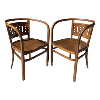 Pair Otto Wagner Model 721 Bentwood Armchairs C. 1902 For Sale