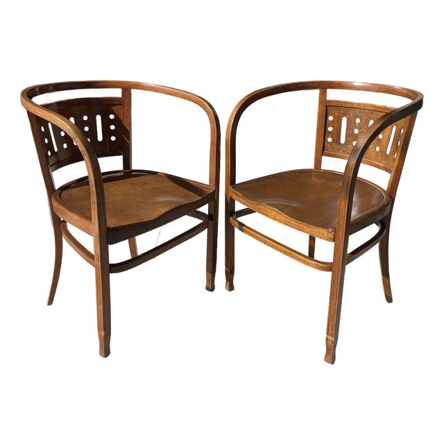 Pair Otto Wagner Model 721 Bentwood Armchairs C. 1902 For Sale