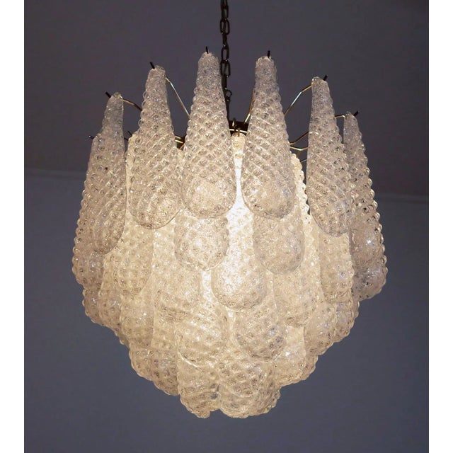 Transparent Italian Murano Chandelier 41 Glass Petals Drop For Sale - Image 8 of 9
