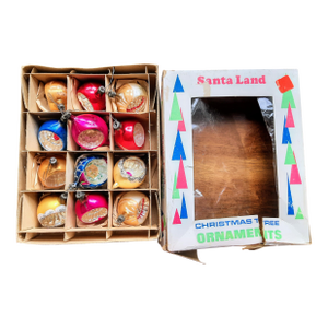 Poland Christmas Mercury Glass Indents Ornaments Box Set 12