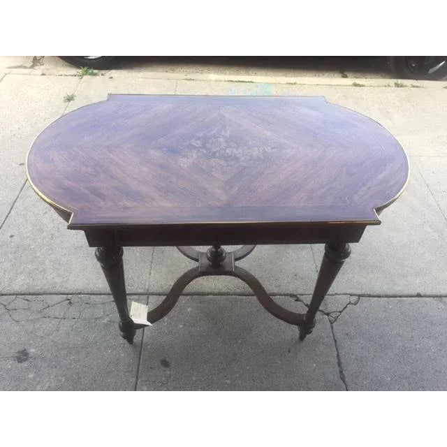 Late 19th Century 1890s French Inlaid Table With Stretcher For Sale - Image 5 of 12