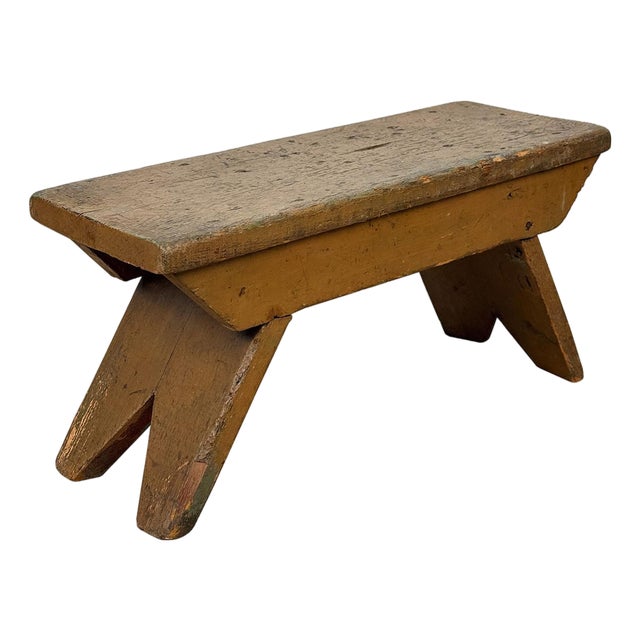 Antique Primitive Farmhouse Milking Foot Stool For Sale