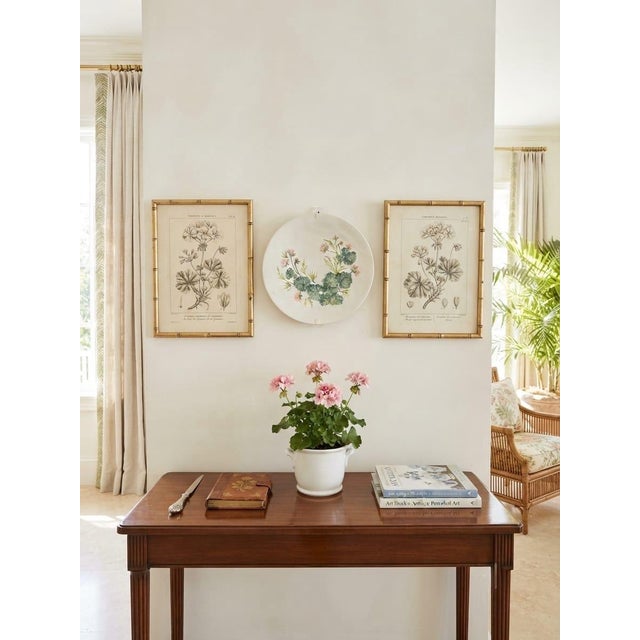 Vintage Hand-Painted Botanical Pelargonium 3d Relief Ceramic Platter For Sale - Image 9 of 12