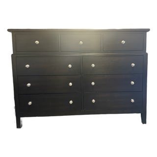 Modern Black Wooden Dresser With Silver Hardware For Sale