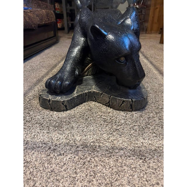 Black Panther Table With Beveled Glass Top, C. 1993 For Sale - Image 4 of 12