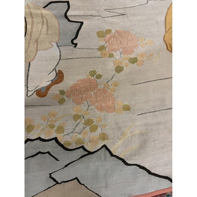 Japanese 1920s Beige Field Artistic East Asian Heritage Antique Japenese Kesi Woven Rug For Sale - Image 3 of 7