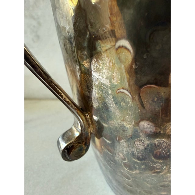Silver Vintage Hammered Metal Water Pitcher For Sale - Image 8 of 10