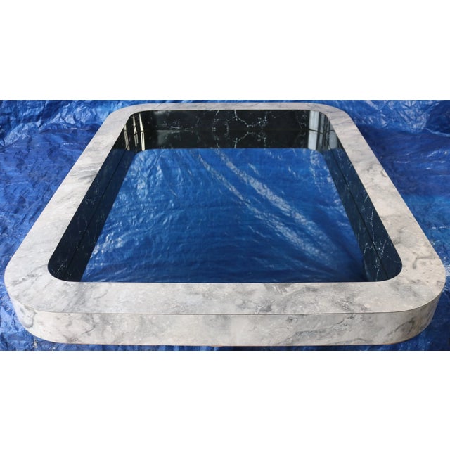 1980s Vintage Alpi Design Postmodern Marble Veneer 42" X 32" Wall Mirror For Sale - Image 4 of 10