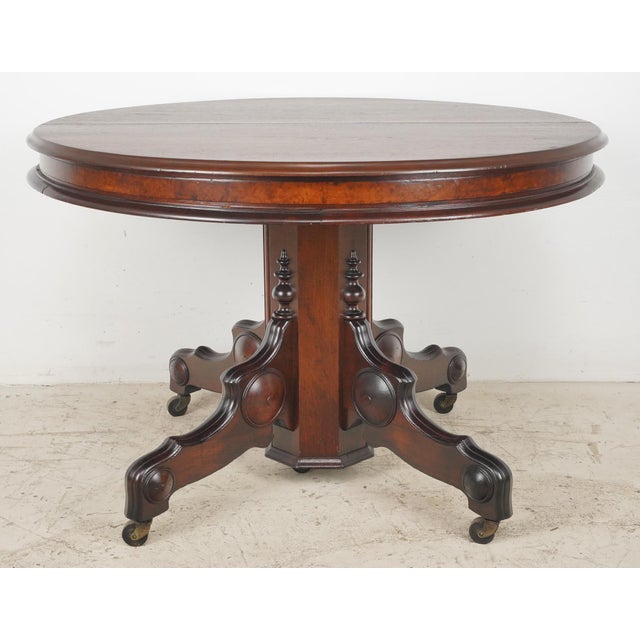 Brown 19th Century Victorian Style Expandable Walnut Dining Table For Sale - Image 8 of 13