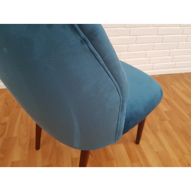 Teal Mid-Century Retro Velvet & Beech Chair For Sale - Image 8 of 13