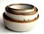 Offered is a set of 4 pieces of vintage (circa late 1970s through the early 1980s) burnished ceramic dinnerware from...