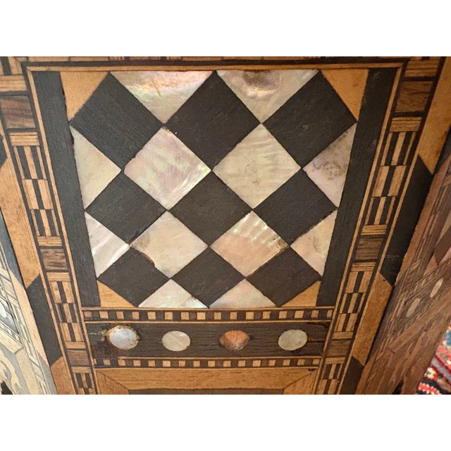Antique Middle Eastern Arabesque Style Mother of Pearl Inlaid Table For Sale - Image 16 of 18