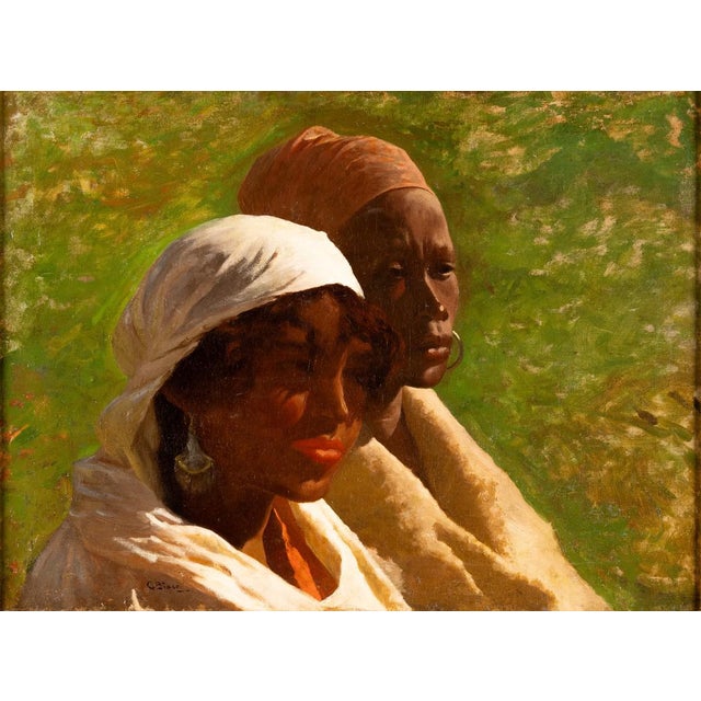 Cesare Biseo, Portrait of Two African Women, Oil Painting For Sale - Image 5 of 5