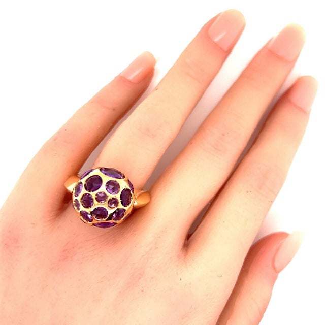 Pomellato Amethyst 18k Rose Gold Harem Cocktail Ring - Size 6.5 For Sale In Miami - Image 6 of 12