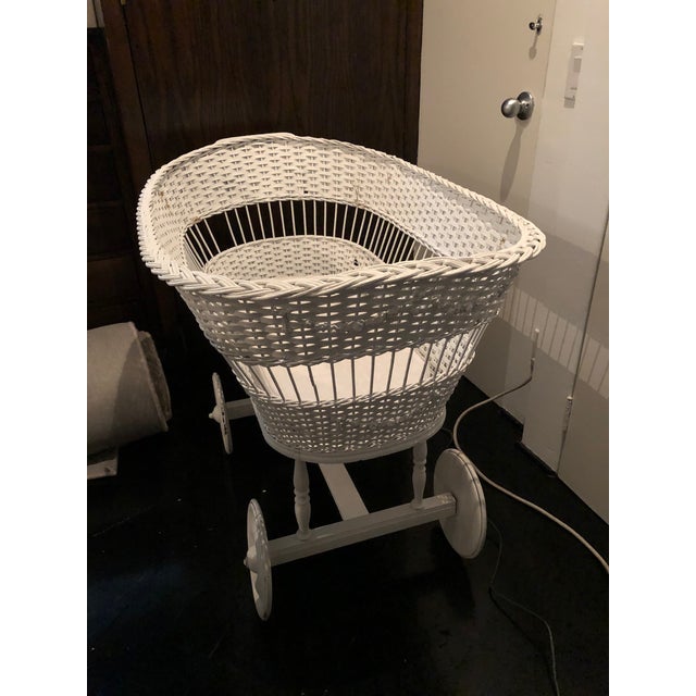 Antique White Wicker Baby on Wheels Chairish