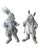 Vintage Cast Iron Gentleman Rabbit Garden Statues - Set of 2 Dapper Hare Figures (Pipe & Goblet) For Sale - Image 4 of 12