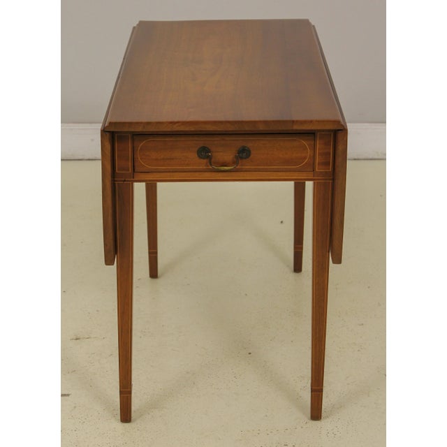 Antique Benchmade Federal Inlaid Walnut Drop Leaf Table For Sale - Image 13 of 13