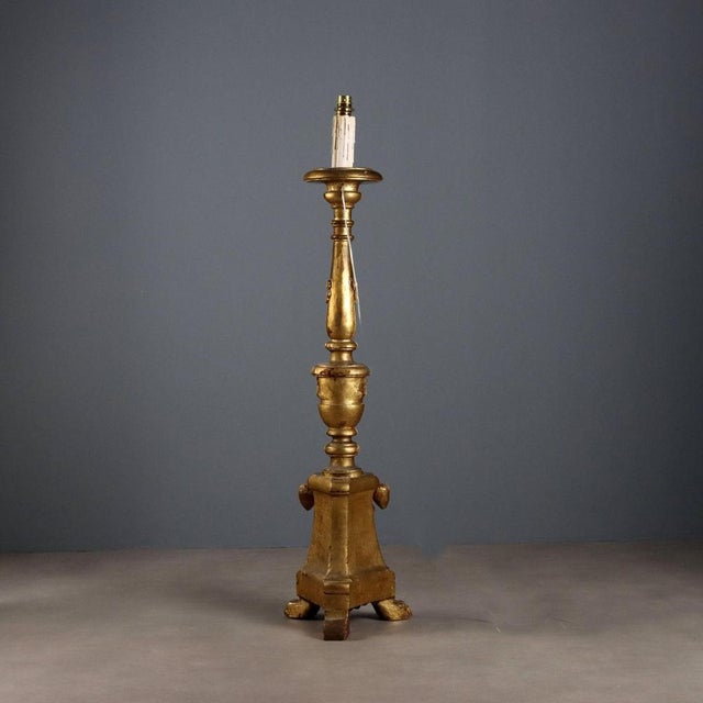 Italian Golden Wooden Torchlight For Sale - Image 11 of 12