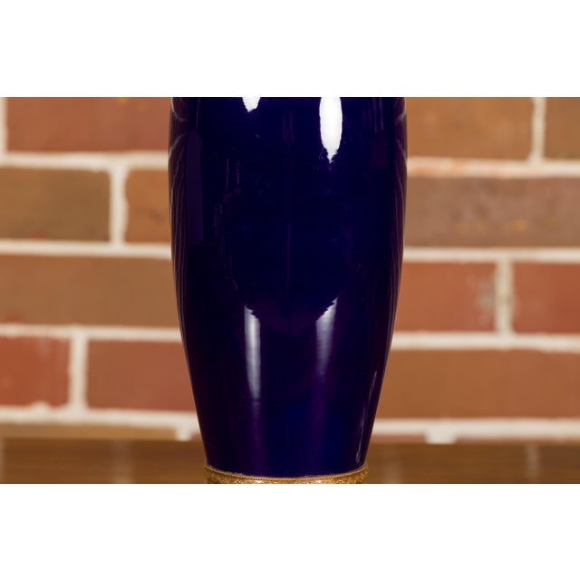 19th Century French Blue Cobalt Vase Made into a Table Lamp on Lucite For Sale - Image 12 of 12