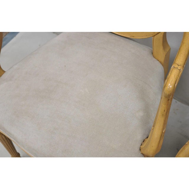 Brown Late 20th Century Hepplewhite Prince of Wales Drape Carved Shield Back Dining Arm Chairs - A Pair For Sale - Image 8 of 14