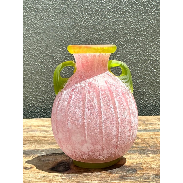 Vintage Italian Hand Blown Glass Vase For Sale - Image 9 of 12