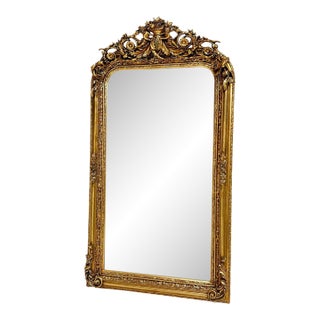 French Style Gold Floral Floor Mirror – 5 Ft Tall For Sale
