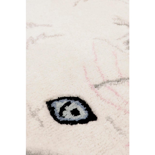 Traditional Pasargad Home Bunny White Wool Area Rug- 2' 0'' X 3' 0'' For Sale - Image 3 of 3