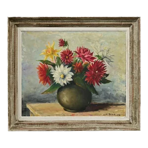 French Vintage Framed Floral Still Life