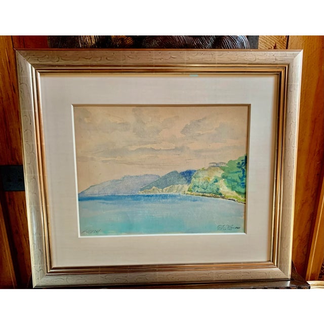 Realism Original H. C. Pihl 1967 Watercolor of Hook Point, Cooper’s Island, British Virgin Islands, Framed With Museum Conservation Glass For Sale - Image 3 of 11