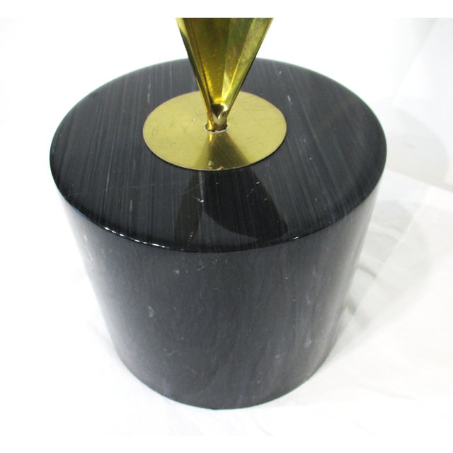 Stone Curtis Jere Large Brass and Marble Flame Sculpture For Sale - Image 7 of 12