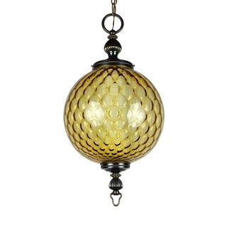 Vintage Yelllow Murano Sphere Ball Pendant Lamp, Italy, 1970s For Sale