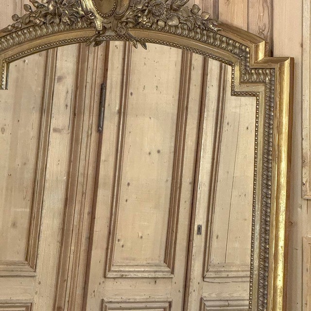 Bronze 19th Century French Louis XVI Gilded Mantel Mirror For Sale - Image 8 of 12