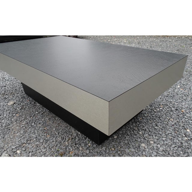 Metal Minimalist Brushed Aluminium Coffee Table from Roche Bobois, 1970s For Sale - Image 7 of 18