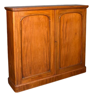 Large Antique Captain's Bookcase, English, Enclosed Book Cabinet, Late Victorian