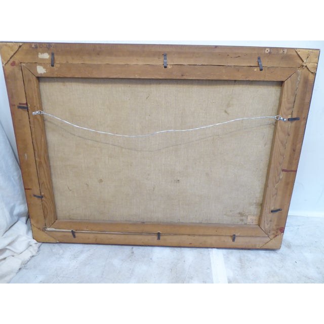 Mid 20th Century Vintage Dutch School Painting of Harbor For Sale - Image 5 of 6