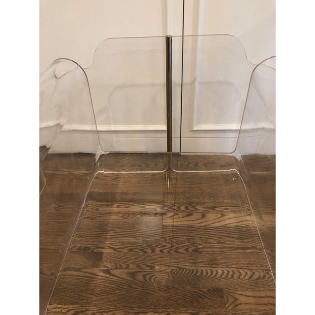 Mid-Century Brass Detail Lucite Ribbon Chair For Sale - Image 10 of 13