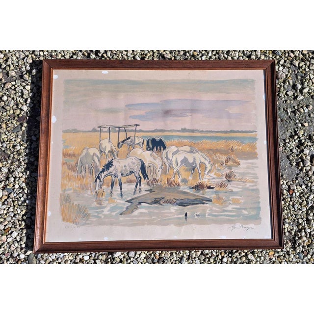 Brayer Yves, Herd of Horses in the Camargue, 1920s, Lithograph, Framed For Sale - Image 9 of 9