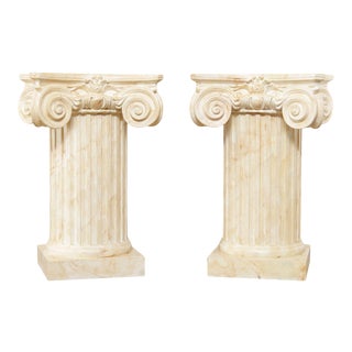 Neo-Classical Style Custom Faux Painted Corinthian Column Pedestals - a Pair For Sale