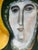 Original contemporary portrait inspired by Byzantine icon painting traditions. The figure is presented with elongated...