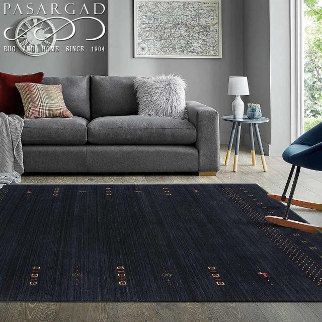 Pasargad DC Navy Blue Fine Hand Knotted Gabbeh Rug For Sale - Image 4 of 4