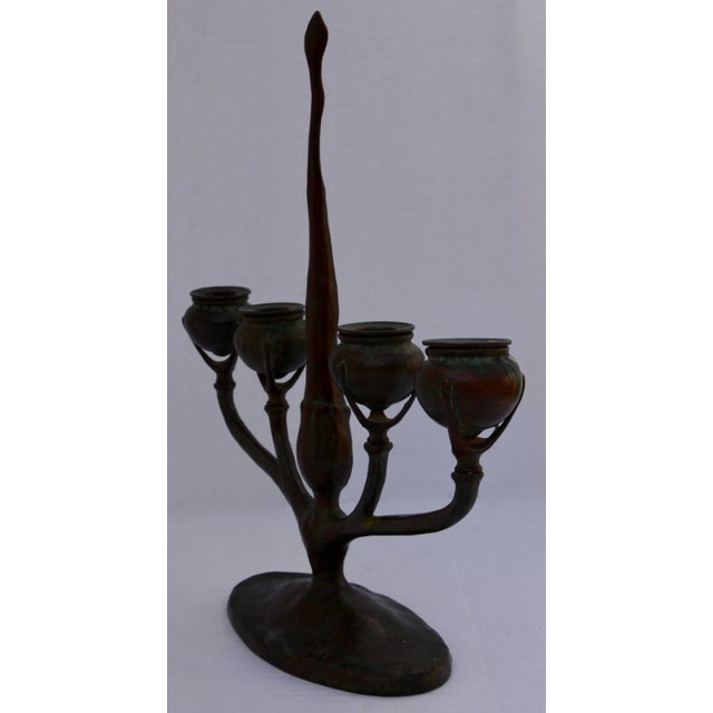 Tiffany Studios 20th Century Louis Tiffany Bronze Candlestick For Sale - Image 4 of 8