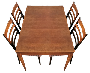 Mid-Century Dining Chairs and Table in Teak, 1960s, Set of 5