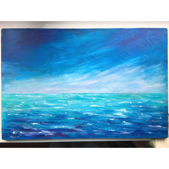Seascape Original Painting on Canvas Wall Decor Painting by Valeriya Serova For Sale - Image 4 of 7