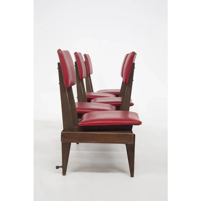 Vintage Italian Bench with 5 Red Leather Seats For Sale - Image 10 of 15