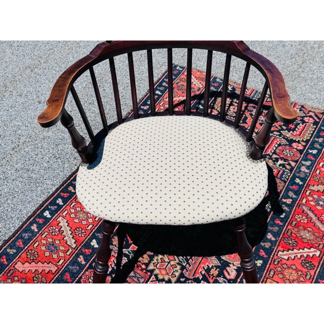 Textile Vintage Mid-19th C. High-Back Windsor Style Chair For Sale - Image 7 of 12