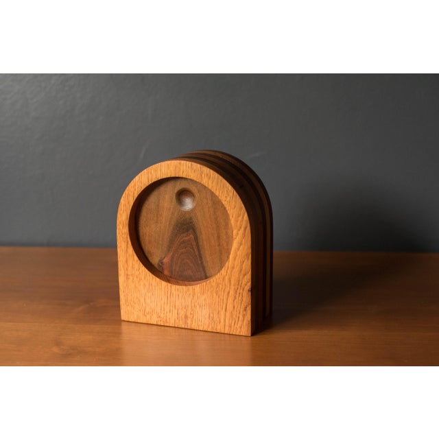 Vintage Solid Walnut and Oak Studio Craft Table Clock For Sale - Image 9 of 10