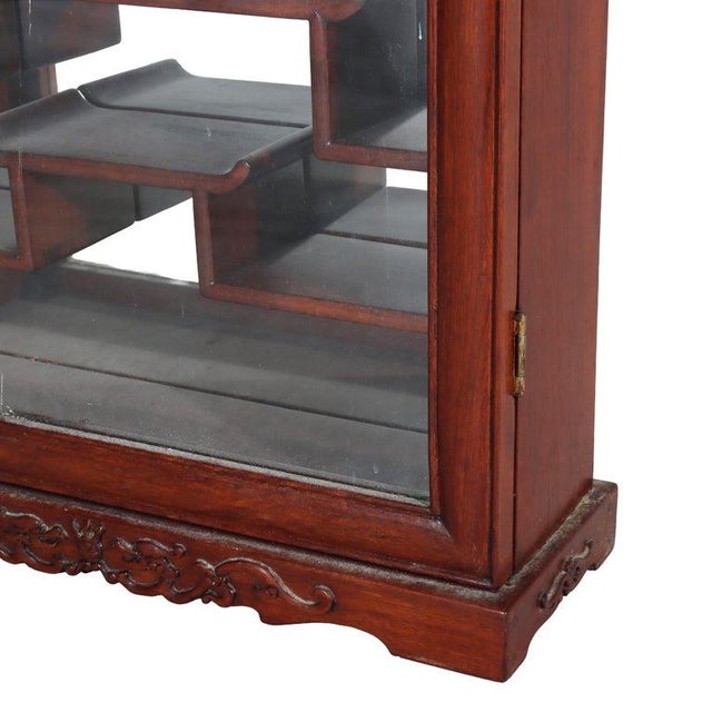 Antique Chinese Mahogany Netsuke Enclosed Display Cabinet C1930 For Sale - Image 4 of 14
