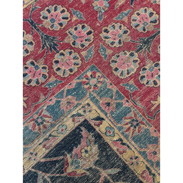 Navy Blue Antique Persian Kashan , 9'10" X 17' For Sale - Image 8 of 9
